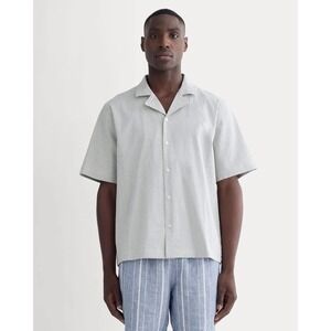 Everlane Mens Seersucker Resort Shirt Short Sleeve Camp Collar Striped XL NEW